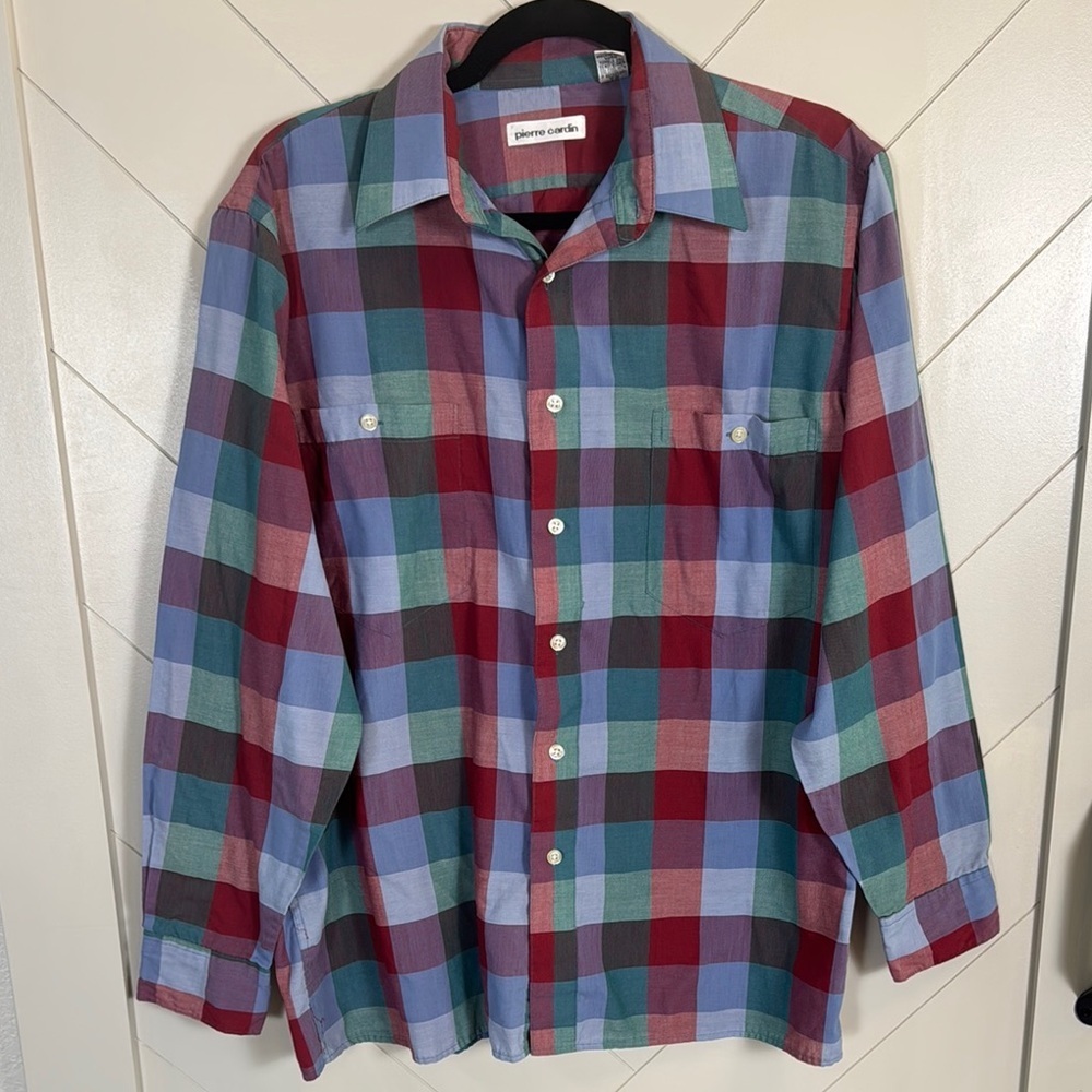Pierre Cardin Men’s Button Down Checkered Shirt